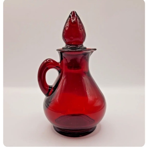 Red Glass Cruet By AVON - Picture 3 of 3